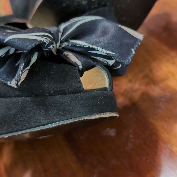 Miu Miu Black Peep Toe Sling Back Silk Bow Heels Sz 36 - Picture 13 of 16